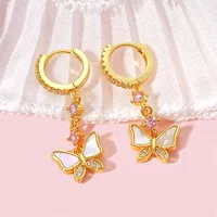 1 Pair IG Style Fairy Style Sweet Butterfly Plating Inlay Copper Zircon Copper Earrings Sets main image 6