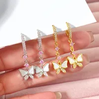 1 Pair IG Style Fairy Style Sweet Butterfly Plating Inlay Copper Zircon Copper Earrings Sets main image 1