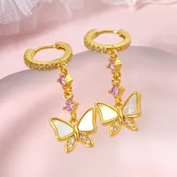 1 Pair IG Style Fairy Style Sweet Butterfly Plating Inlay Copper Zircon Copper Earrings Sets main image 7