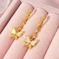 1 Pair IG Style Fairy Style Sweet Butterfly Plating Inlay Copper Zircon Copper Earrings Sets main image 9