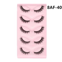 5 Pairs Of  Cat Eye Fox Fake Eyelash Black Stem Thick Curly Natural Simulation Cross main image 3