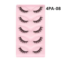 5 Pairs Of  Cat Eye Fox Fake Eyelash Black Stem Thick Curly Natural Simulation Cross main image 4