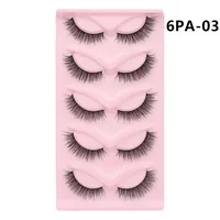 5 Pairs Of  Cat Eye Fox Fake Eyelash Black Stem Thick Curly Natural Simulation Cross main image 5