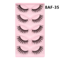 5 Pairs Of  Cat Eye Fox Fake Eyelash Black Stem Thick Curly Natural Simulation Cross sku image 4