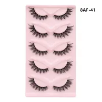 5 Pairs Of  Cat Eye Fox Fake Eyelash Black Stem Thick Curly Natural Simulation Cross sku image 7