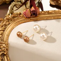 1 Pair Elegant Simple Style Pearl Glass Stud Earrings main image 3