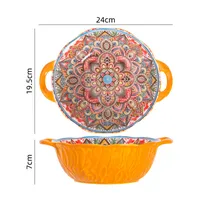 Retro Printing Ceramics Plate Tableware General Bag sku image 11