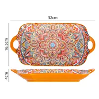 Retro Printing Ceramics Plate Tableware General Bag sku image 10