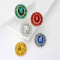 Retro Oval Flower Alloy Inlay Rhinestones Women's Brooches main image 1