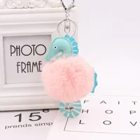 Cute Hippocampus Pu Leather Alloy Women's Keychain sku image 3