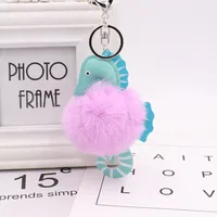 Cute Hippocampus Pu Leather Alloy Women's Keychain sku image 5