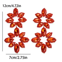 1 Pair Exaggerated Shiny Flower Inlay Copper Rhinestones Drop Earrings main image 2