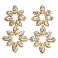 1 Pair Exaggerated Shiny Flower Inlay Copper Rhinestones Drop Earrings sku image 1