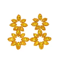 1 Pair Exaggerated Shiny Flower Inlay Copper Rhinestones Drop Earrings sku image 8