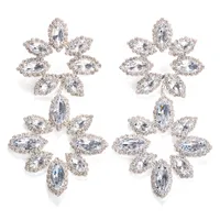 1 Pair Exaggerated Shiny Flower Inlay Copper Rhinestones Drop Earrings sku image 3