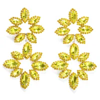 1 Pair Exaggerated Shiny Flower Inlay Copper Rhinestones Drop Earrings sku image 4