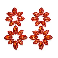 1 Pair Exaggerated Shiny Flower Inlay Copper Rhinestones Drop Earrings sku image 5