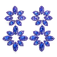 1 Pair Exaggerated Shiny Flower Inlay Copper Rhinestones Drop Earrings sku image 6