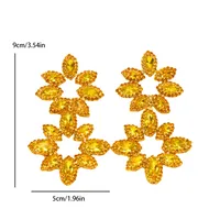 1 Pair Exaggerated Shiny Flower Inlay Copper Rhinestones Drop Earrings main image 3