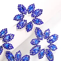 1 Pair Exaggerated Shiny Flower Inlay Copper Rhinestones Drop Earrings main image 4