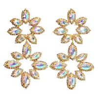 1 Pair Exaggerated Shiny Flower Inlay Copper Rhinestones Drop Earrings main image 5