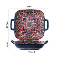 Retro Printing Ceramics Plate General Bag sku image 9