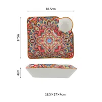 Retro Printing Ceramics Plate Tableware General Bag sku image 3