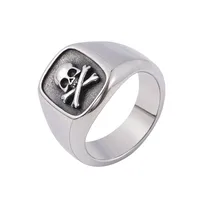 Punk Simple Style Skull Titanium Steel Men's Rings main image 1