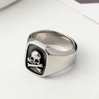 Punk Simple Style Skull Titanium Steel Men's Rings main image 4