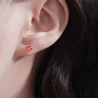 1 Pair Sterling Silver Zircon Heart Shape Ear Studs main image 4