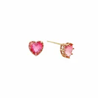 1 Pair Sterling Silver Zircon Heart Shape Ear Studs main image 2