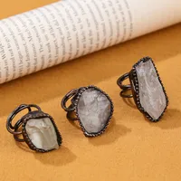 Copper Handmade Inlay Irregular Crystal Open Rings main image 7