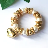 Copper Beaded Chain Beaded Plating Heart Shape Bracelets main image 5