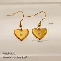 1 Pair Elegant Simple Style Heart Shape 304 Stainless Steel Drop Earrings main image 3