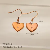 1 Pair Elegant Simple Style Heart Shape 304 Stainless Steel Drop Earrings main image 2