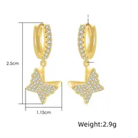 1 Pair Sweet Cool Style Butterfly Plating Inlay Copper Zircon Rose Gold Plated White Gold Plated Gold Plated Men Huggies main image 2