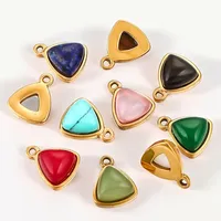 3 Pieces Per Pack Hole 1~1.9mm 304 Stainless Steel Natural Stone Triangle Pendant Jewelry Accessories main image 3