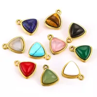 3 Pieces Per Pack Hole 1~1.9mm 304 Stainless Steel Natural Stone Triangle Pendant Jewelry Accessories main image 4