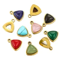 3 Pieces Per Pack Hole 1~1.9mm 304 Stainless Steel Natural Stone Triangle Pendant Jewelry Accessories main image 5