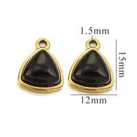 3 Pieces Per Pack Hole 1~1.9mm 304 Stainless Steel Natural Stone Triangle Pendant Jewelry Accessories sku image 7