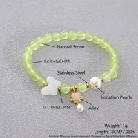 Sweet Simple Style Heart Shape Butterfly Natural Stone Beaded Chain Bracelets In Bulk sku image 1