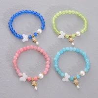 Sweet Simple Style Heart Shape Butterfly Natural Stone Beaded Chain Bracelets In Bulk main image 1