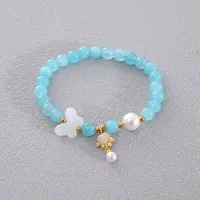 Sweet Simple Style Heart Shape Butterfly Natural Stone Beaded Chain Bracelets In Bulk sku image 4