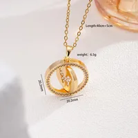 Wholesale Jewelry Glam Round Butterfly 304 Stainless Steel Copper Shell Zircon Inlay Pendant Necklace sku image 1