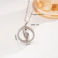 Wholesale Jewelry Glam Round Butterfly 304 Stainless Steel Copper Shell Zircon Inlay Pendant Necklace sku image 2