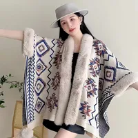 Women's Elegant Retro Lady Printing Polyester Tassel Shawl sku image 1