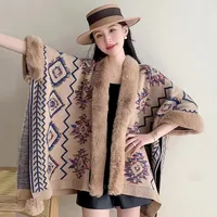 Women's Elegant Retro Lady Printing Polyester Tassel Shawl sku image 4