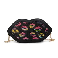 Girl'S Small Pu Leather Lips Streetwear Lip Shape Zipper Shoulder Bag Crossbody Bag main image 5