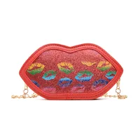 Girl'S Small Pu Leather Lips Streetwear Lip Shape Zipper Shoulder Bag Crossbody Bag sku image 3