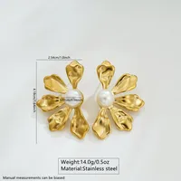 2 Pieces Set Exaggerated Rock Sweet Flower Asymmetrical 304 Stainless Steel Acrylic 18K Gold Plated Ear Studs main image 2